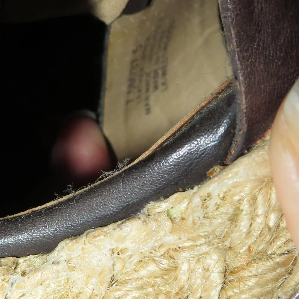 Lucky Brand Brown Leather Espadrille Wedge Sandal 7.5